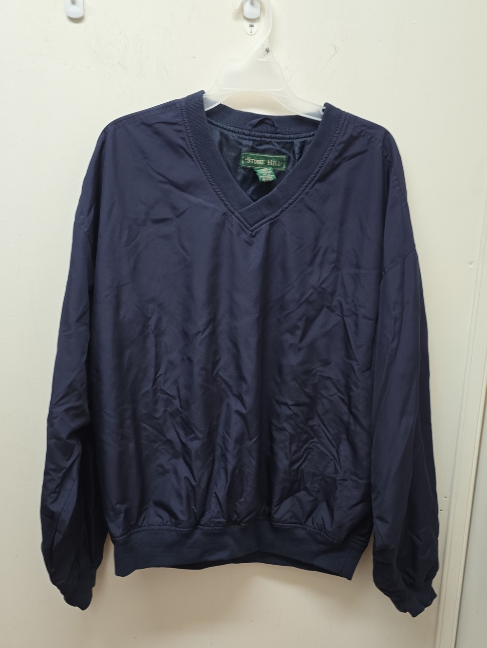 Stone Hill Navy V-Neck Pullover Windbreaker / Golf Sweatshirt - Size L